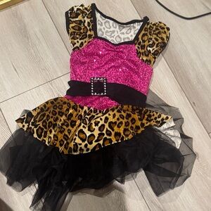 Sparkling Leopard and Black Kids Dance Costume